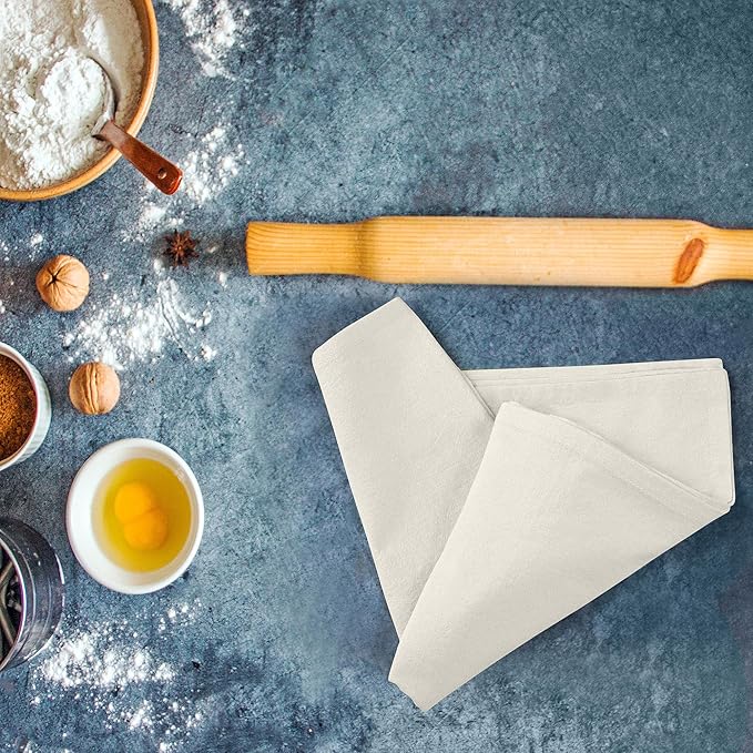 ROYALE LINENS Flour Sack Towels – 6 Pack 28x28 Inch Natural Kitchen Dish Towels – 100% Cotton Tea Towels for Bread Proofing, Cheese Straining, Baking, Cleaning, Drying, Embroidery, Multipurpose Use