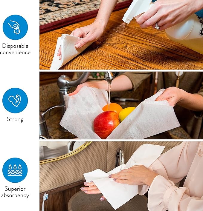 AH AMERICAN HOMESTEAD Disposable Napkins – Premium Guest Towel Napkins, Soft Paper Guest Towels for Bathroom, Disposable Hand Towels for Kitchen & Entertaining, White 12 x 17 (100 Count-Smooth)