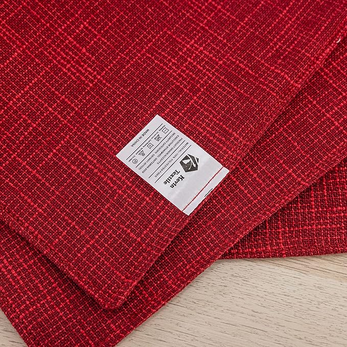 Kevin Textile Christmas Burlap Linen Placemats Set of 6 Heat Resistant Dining Table Place Mats Washable Kitchen Table Mats for Dinning Party Holiday Indoor Outdoor, 13 x19 inches, Burgundy