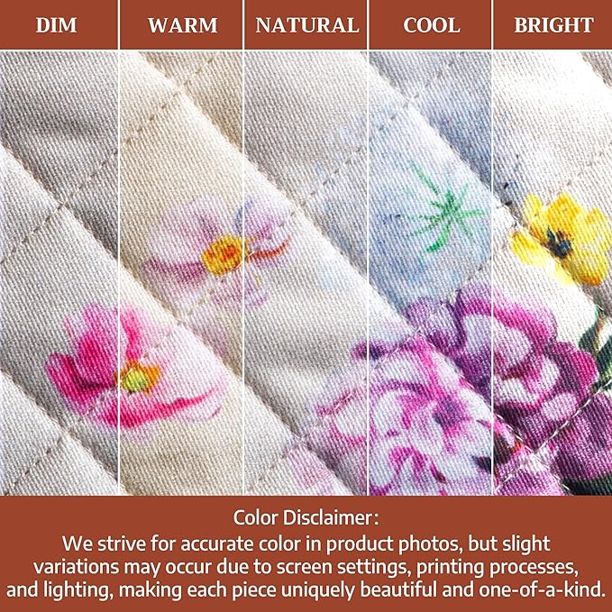 Maison d' Hermine 100% Cotton Oven Mitt & Pot Holder Set (7.5"x13" & 8"x8") Heat Resistant BBQ Cooking Gloves with Loop Baking Grilling Kitchen Gifts for Mothers Day Spring/Summer (Pivoine)