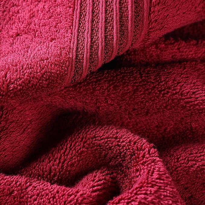 Superior Egyptian Cotton 8-Piece Towel Set, Assorted Towels for Home Bathroom, Guest Bath Decor Essentials, Includes 2 Bath, 4 Hand, 2 Face Towels/Washcloths, Quick Dry, Absorbent, Burgundy