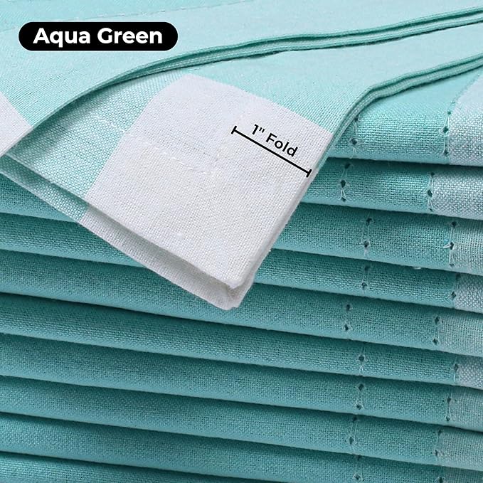 Homidate Cotton Cloth Napkins Set of 12 – 20x20 Aqua Green Double Hemstitched – Machine Washable Dinner Napkins for Weddings, Everyday Dining & Events