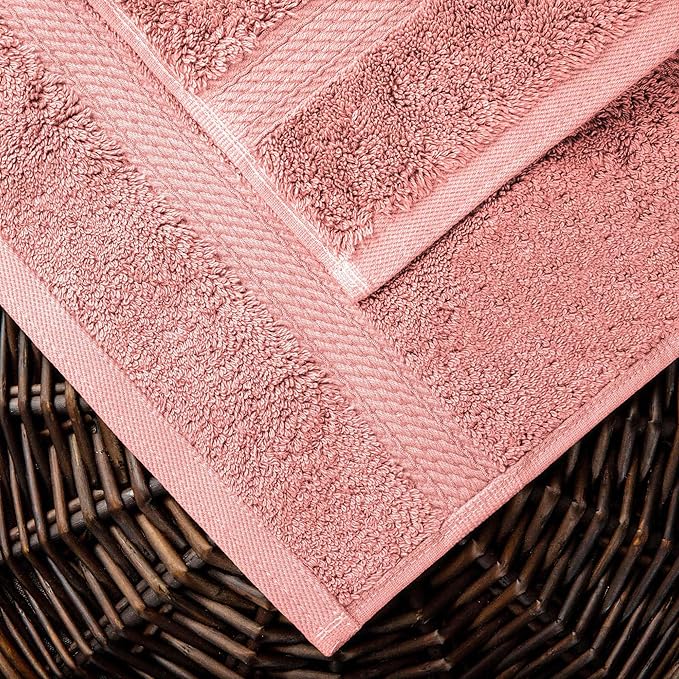 Superior Egyptian Cotton Pile 10 Piece Towel Set, Includes 2 Bath, 4 Hand, 4 Face Towels/ Washcloths, Ultra Soft Luxury Towels, Thick Plush Essentials, Guest Bath, Spa, Hotel Bathroom, Tea Rose