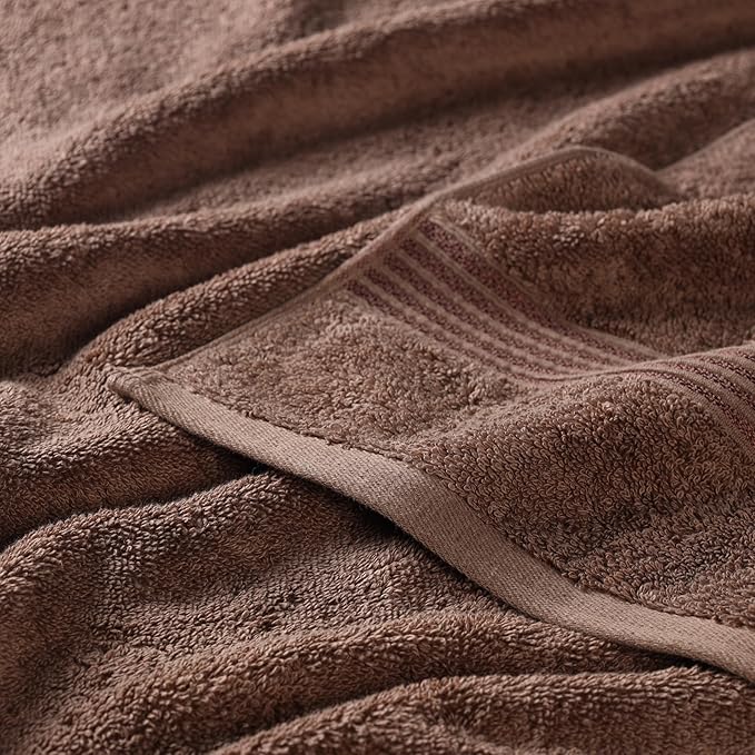 Superior Egyptian Cotton 3-Piece Towel Set, Basic Towels For Bathroom, Home Decor, Guest Bath, Shower, Apartment, Included 1 Face, 1 Hand, 1 Bath Towel, Washcloth, Quick Dry, Mocha