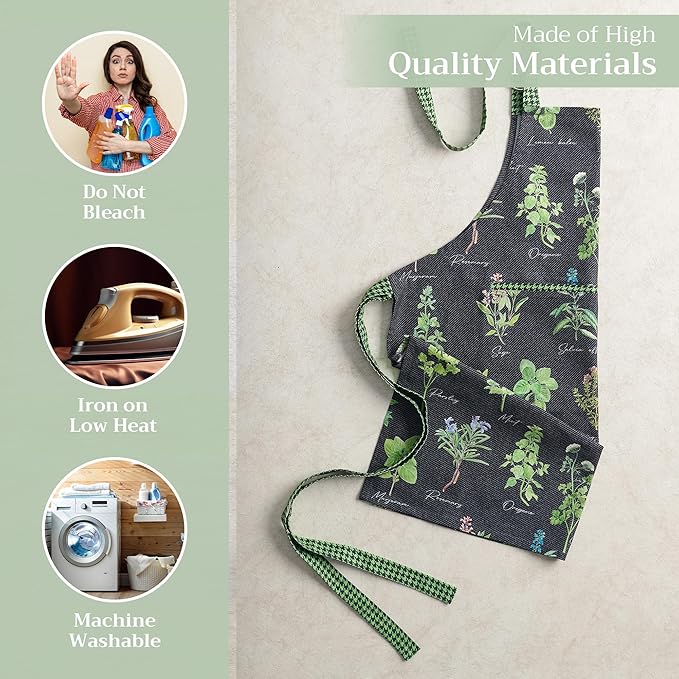 Maison d' Hermine 100% Cotton Apron for women with Pocket Kitchen Chef Apron for Men Cooking Mothers Day Gifts