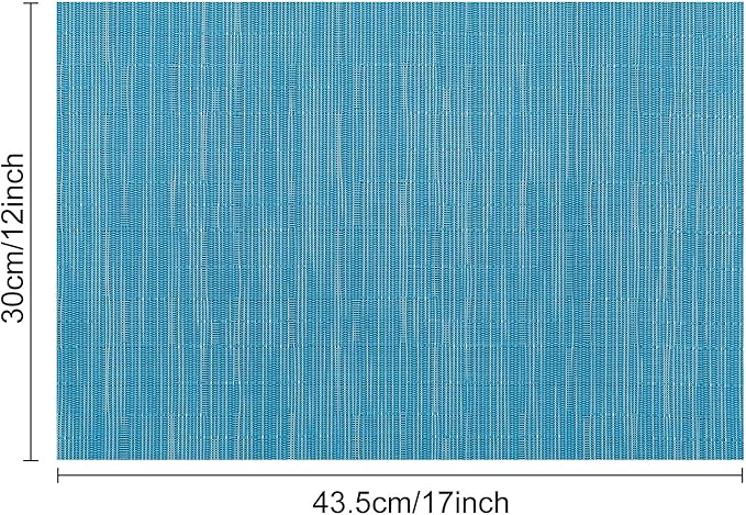 Myir JUN Placemats Set of 6, Vinyl Woven Placemats Place Mats Indoor Washable Table Mats Non-Slip Place mats for Dining Table (Blue, Set of 6)