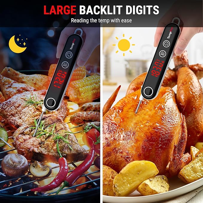 TempPro TP18 Instant Read Meat Thermometer Digital with Thermocouple Sensor, Cooking Food Thermometer for Grill, Smoker, BBQ, Oil Deep Frying, Candy, Kitchen Thermometer (Previously ThermoPro)