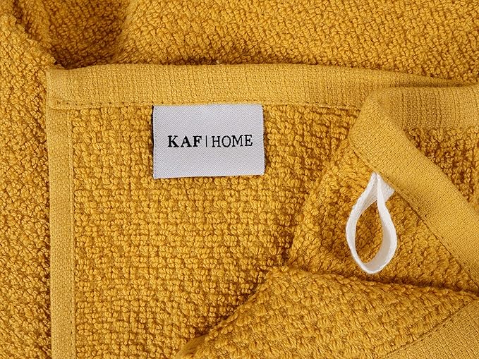 KAF Home Deluxe Popcorn Terry Kitchen Towels, Cotton Kitchen Dish Towels, Set of 4, Camel