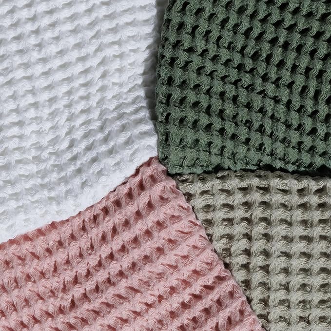 DEMMEX Organic Cotton Waffle Weave Turkish Bath Towel - Ultra Soft Lightweight Quick Dry, Oeko-Tex Certified, 100% Turkish Cotton (Sage Green, Large (60x30))