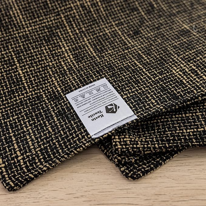 Kevin Textile Burlap Linen Placemats Set of 6 Heat Resistant Dining Table Place Mats Washable Kitchen Table Mats for Dinning Party Holiday Indoor Outdoor, 13 x19 inches, Black Gold