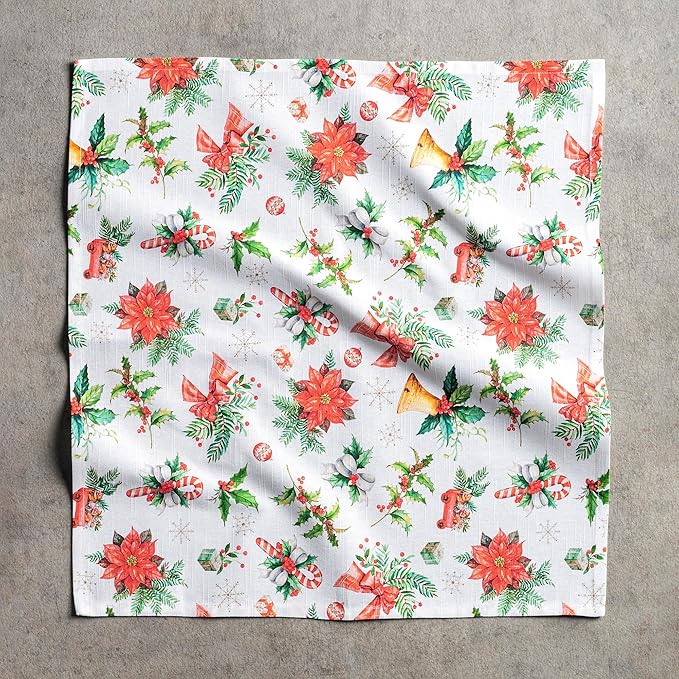 Maison d' Hermine Cloth Napkins Set of 4 100% Cotton for Thanksgiving Christmas Decorations Everyday Reusable Square Fall Napkins Cloth Washable Dinner Party (Chromo, 20"x20")
