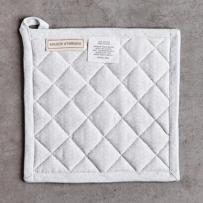 Maison d' Hermine Pot Holders 100% Cotton Heat Resistant Potholders 8" x 8" Hot Pads with Loop BBQ Baking Gifts for Mothers Day Handling Hot Pans Spring/Summer (Pack of 1, Blossoms in Spring)