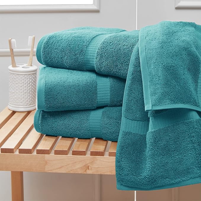 Towel Bazaar Premium Cotton Super Soft and Absorbent Turkish Towels (4-Piece Bath Towels, Aqua Blue)