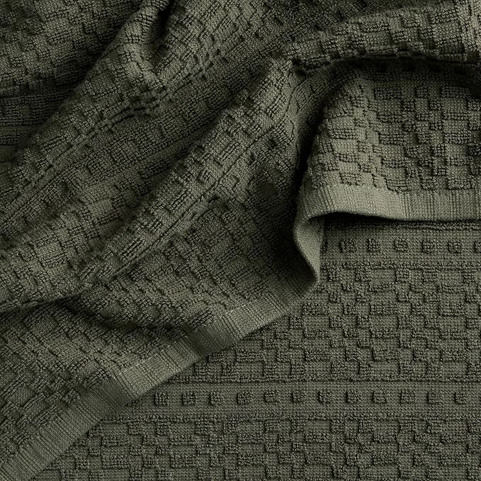 KitchenAid® Evergreen Design Series Heavyweight Textured Oversized Kitchen Towels 3-Pack Set, Absorbent 100% Cotton, Dual-Purpose, Deep Forest Green, 18"x28"