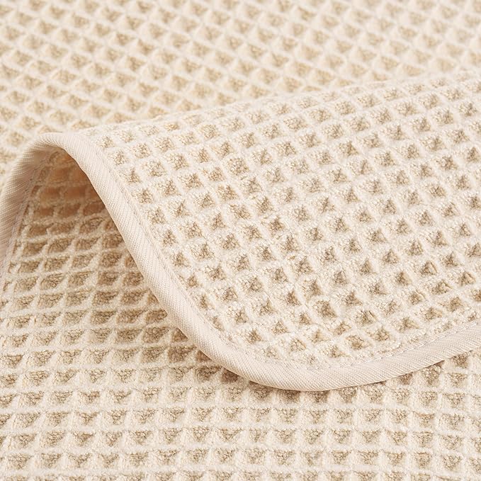 POLYTE 430 GSM Microfiber Lint Free Hand Towel, 16 x 30 in, 4 Pack (Waffle Weave)