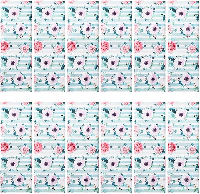 Tatuo Spring Flower Cotton Cloth Napkins Set of 24, 15 x 15 Inch Floral Dinner Napkins Soft Absorbent Washable for Family Cocktail Wedding Kitchen Dining Room Table Tea Party(Eucalyptus, Flowers)