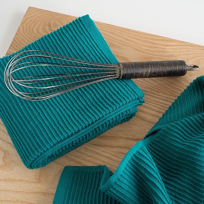 Now Designs Ripple Kitchen Towel, Set of 2, Peacock Green