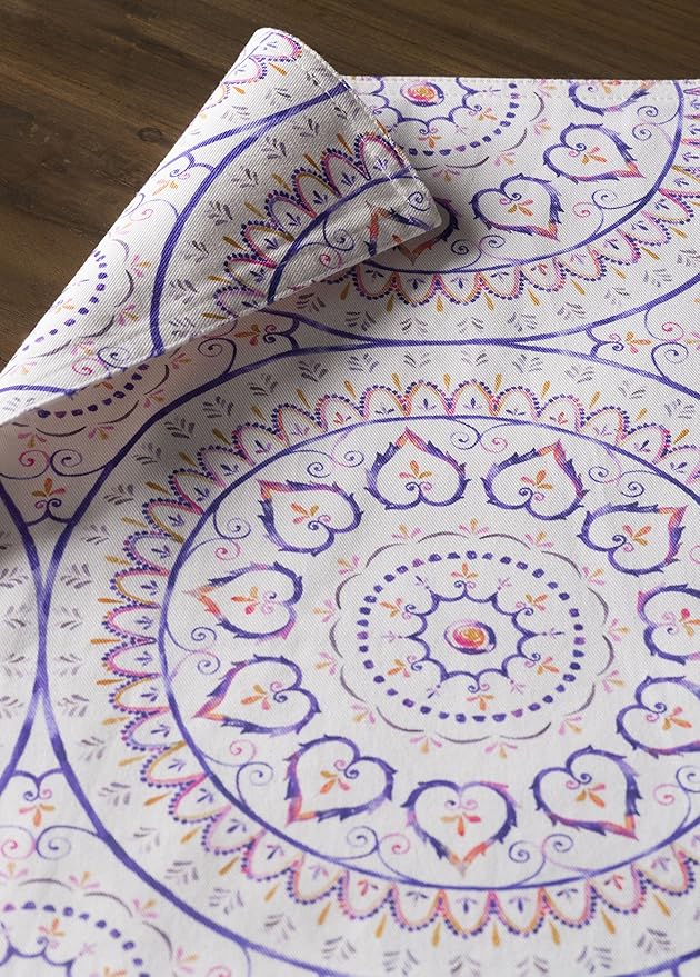 Maison d' Hermine Placemats Set of 4 100% Cotton Washable Cloth Place Mats Reusable Table Mats for Kitchen Dining Party Wedding Gifts for Mothers Day Spring/Summer (Mandala, 13" x 19")