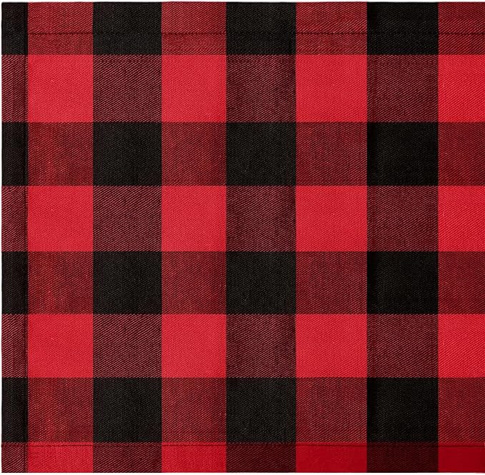 DUOBAO 54x54 Inch Red and Black Buffalo Plaid Tassel Tablecloth:Perfect for Dining Room, Kitchen, and Holiday Gatherings