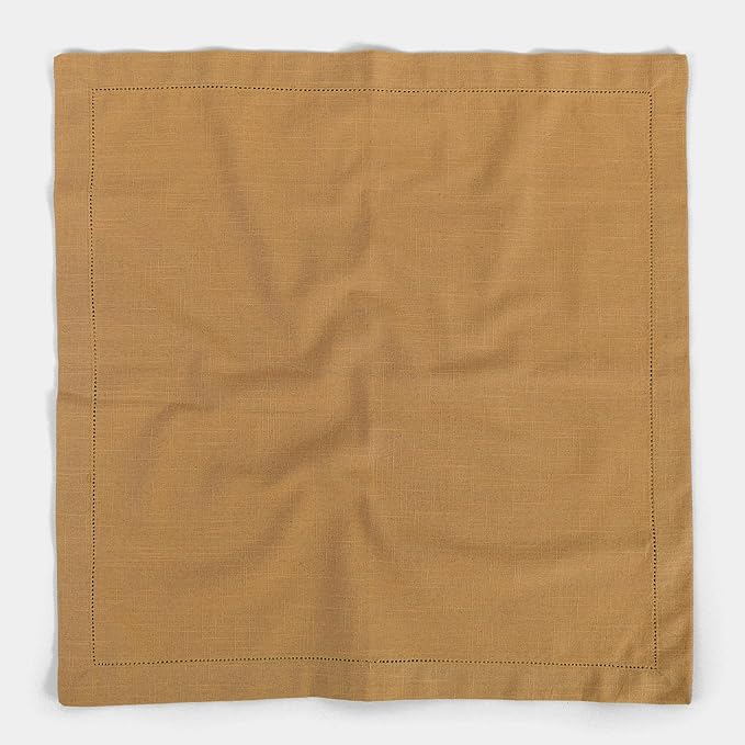 FINGERCRAFT Cloth Napkin Hemstitched 20x20 Inch Generous Picot Hem, Mitred Corner, Everyday Use Premium Quality High GSM and Good Absorbency Set of 12 Easter Color Beige Brown