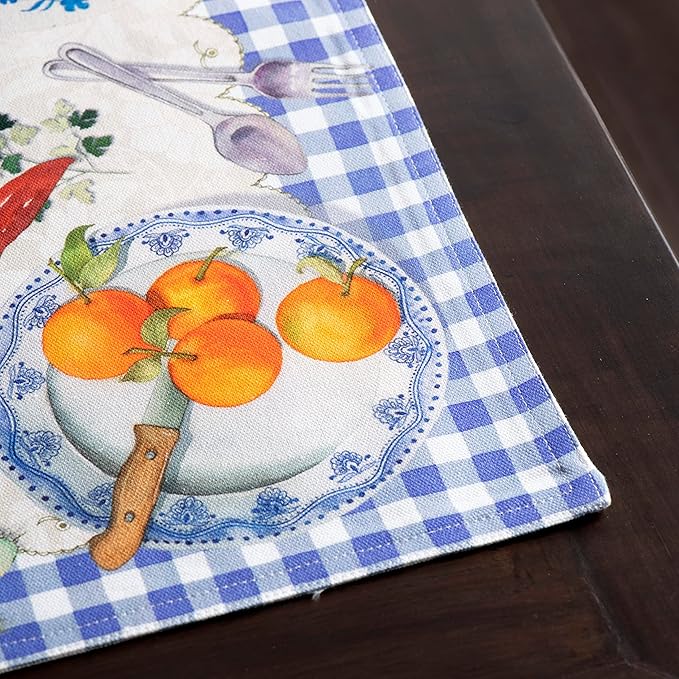 Maison d' Hermine Placemats Set of 4 100% Cotton Washable Cloth Place Mats Reusable Table Mats for Kitchen Dining Party Wedding Gifts for Mothers Day Spring/Summer (Gourmand, 13" x 19")