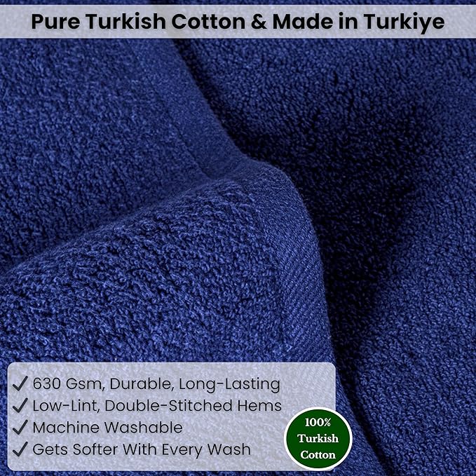 SALBAKOS Luxury 100% Turkish Cotton Bath Sheets 40x80 in Oversized Extra Large Bath Towels | Premium Hotel Quality Thick Soft Absorbent Turkish Towel for Spa Beach (Pack of 1, Navy, Jumbo Bath Sheet)