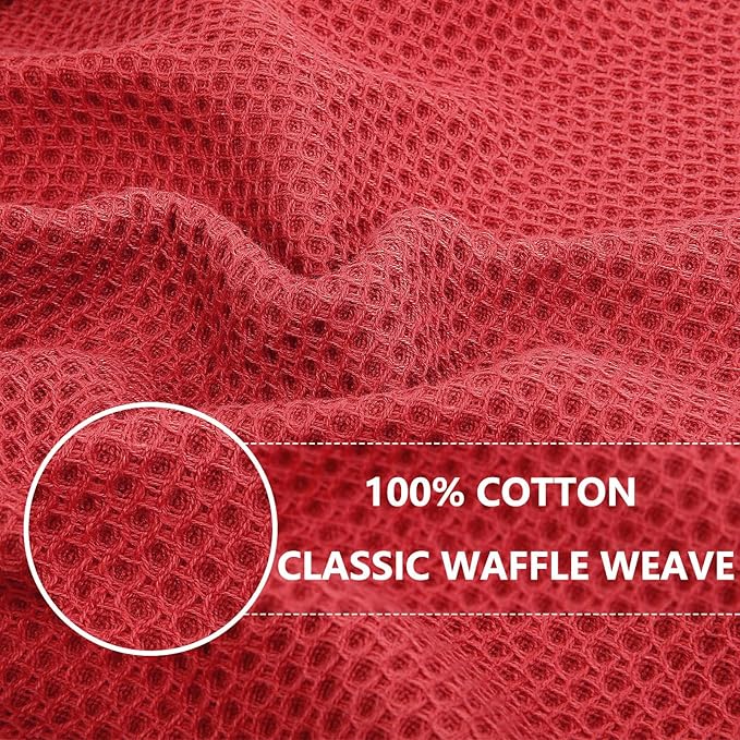 Homaxy 100% Cotton Waffle Weave Kitchen Dish Cloths, 4-Pack Ultra Soft Absorbent Dish Towels, Quick Drying Dish Rags, 12 x 12 Inches, Brick Red