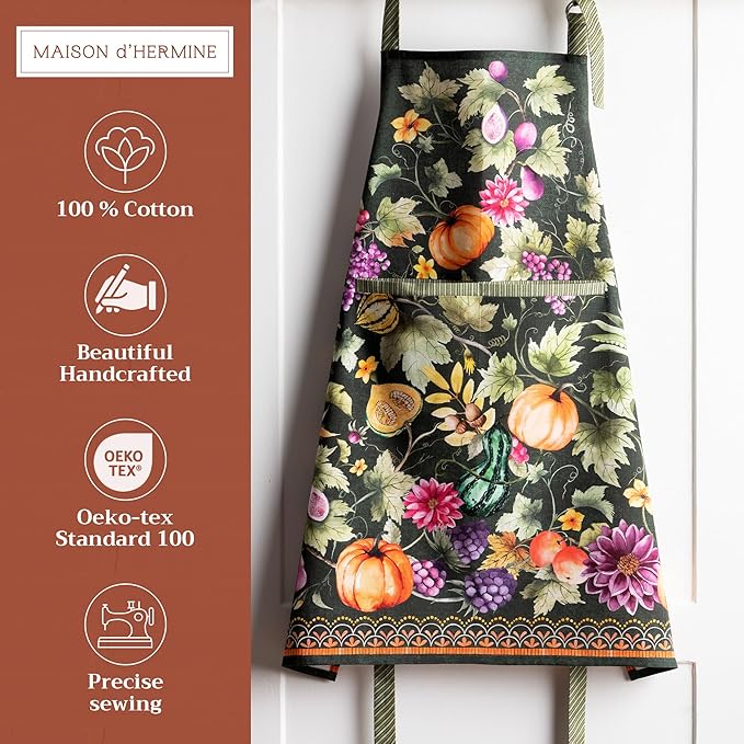 Maison d' Hermine 100% Cotton Apron for women with Pocket Kitchen Chef Apron for Men Cooking Mothers Day Gifts