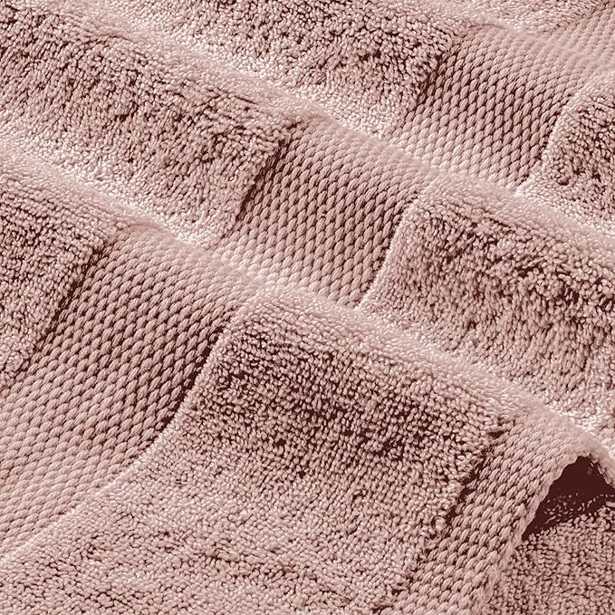 White Classic Pink Washcloths Set for Body and Face Towel, Cotton Wash Cloths Bulk 12 Pack, Spa Fingertip Wash Clothes 12x12 Inch, Soft Absorbent Gym Towels
