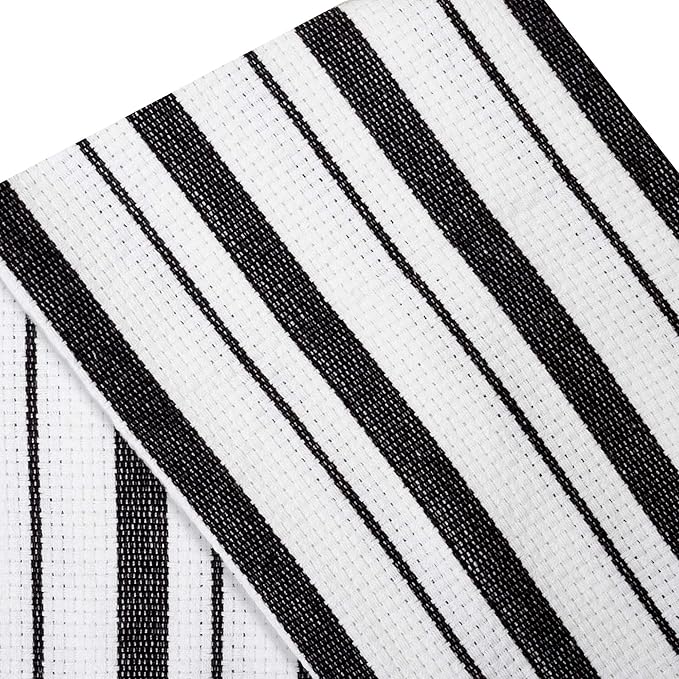 COTTON CRAFT Oversized Kitchen Towels - 4 Pack 100% Cotton Basketweave Tea Dish Towels - Absorbent Reusable Low Lint Quick Dry - Cooking Drying Restaurant Bar Cleaning Cloth Napkin -20x30 Black Stripe