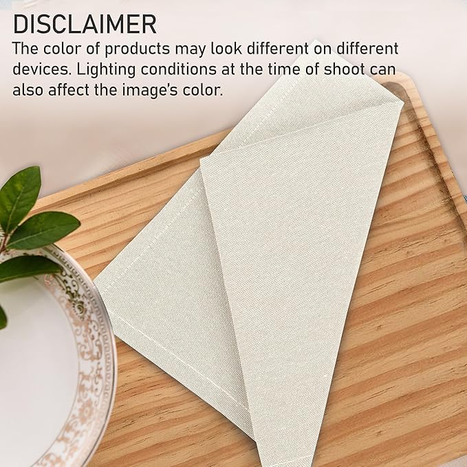 Ruvanti Cloth Napkins Set of 12, 18x18 Reusable Napkins Cloth Washable, Soft & Durable Table Napkin, Poly Cotton Fabric Dinner Napkins for Parties, Christmas, Thanksgiving, Weddings - Antique White