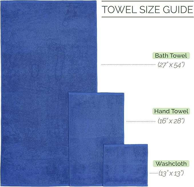 Elegant Comfort Luxury 6-Piece 100% Turkish Cotton Jacquard Braided Textured Premium Hotel Quality Towel Set– Soft and Absorbent, Includes 2 Bath Towels, 2 Hand Towels and 2 Washcloths, Royal Blue