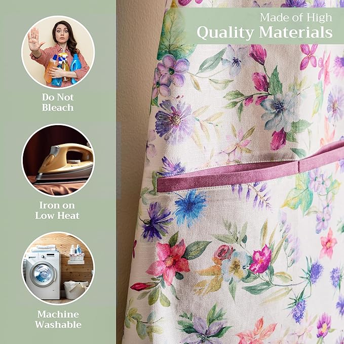 Maison d' Hermine 100% Cotton Apron for women with Pocket Kitchen Chef Apron for Men Cooking Mothers Day Gifts