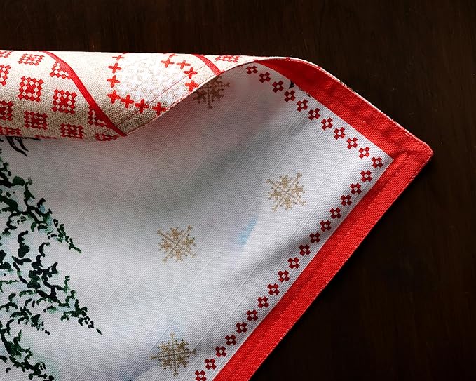 Maison d' Hermine Placemats Set of 4 100% Cotton Washable Cloth Place Mats, Reusable Table Mats for Thanksgiving Christmas Decorations Kitchen Dining Party Wedding (Rural Christmas, 13" x 19")