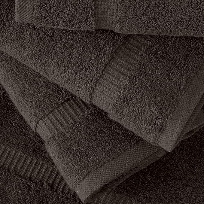 SALBAKOS 100% Turkish Cotton Hand Towel Set of 6 16x30 inch | Premium Quality | Hotel & Spa Collection | Soft, Super Absorbent, Long Lasting Hand Towels | Made in Turkey (Chocolate, 6 Hand Towels)