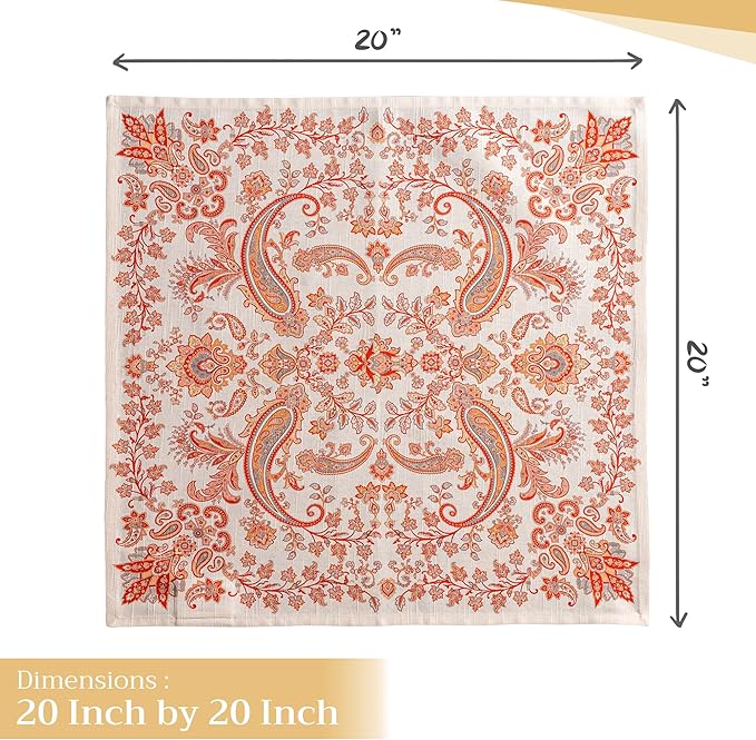 Maison d' Hermine Cloth Napkins Set of 4 100% Cotton for Thanksgiving Christmas Decorations Everyday Reusable Square Fall Napkins Cloth Washable Dinner Party (Cachemire, 20"x20")