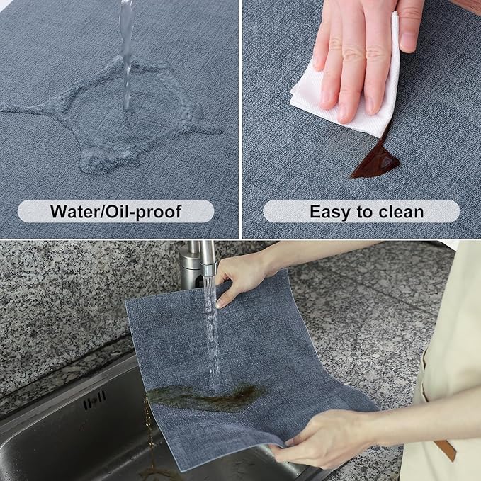 Homaxy Faux Leather Heat Resistant Placemats for Dining Table Set of 12, Waterproof Wipeable Washable PU Table Mats, Easy to Clean Anti-Slip Place Mats, 11.8" x 17", Blue