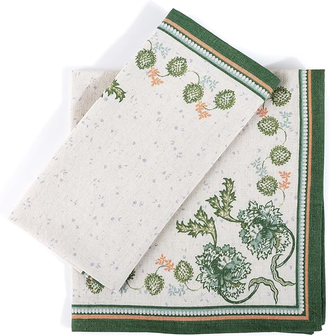 FINGERCRAFT Cloth Napkins, Set of 4 Cotton Linen Blend Printed Dinner Napkins Cloth Mitered Corner Perfect for Parties Dinners Weddings Cocktail Christmas Easter 20x20 Country Side