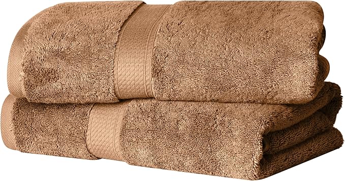 SUPERIOR - 900GSM BATH RT Egyptian Cotton Solid Towel Set, 2PC Bath, Rust, 2 Count