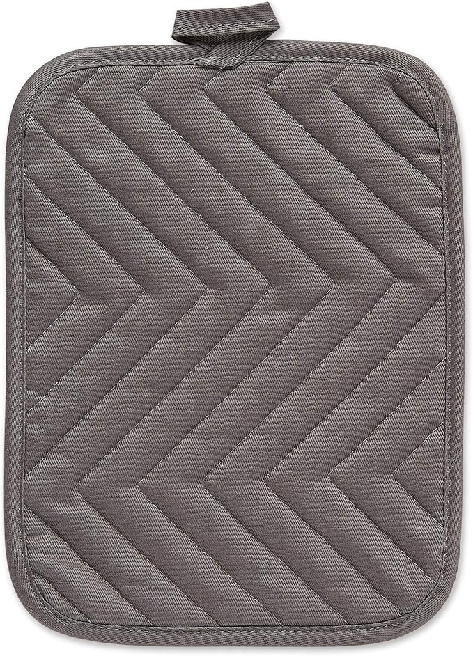 DII Heat Resistant Quilted Cotton Pot Holder Set, Designed with Space to Personalize Allowing a Customized Design, 7x9, Gray, 3 Count