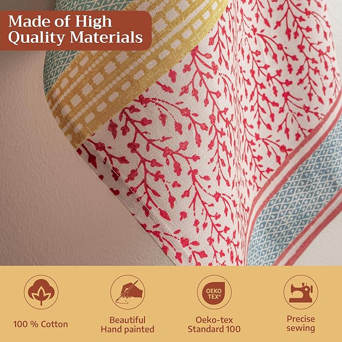 Maison d' Hermine Kitchen Towels Set of 3 100% Cotton 27.50" x 20" Reusable Cloth Tea Dish Towels Absorbent with Hanging Loop for Kitchen Gifts for Mothers Day Spring/Summer (Marquise)