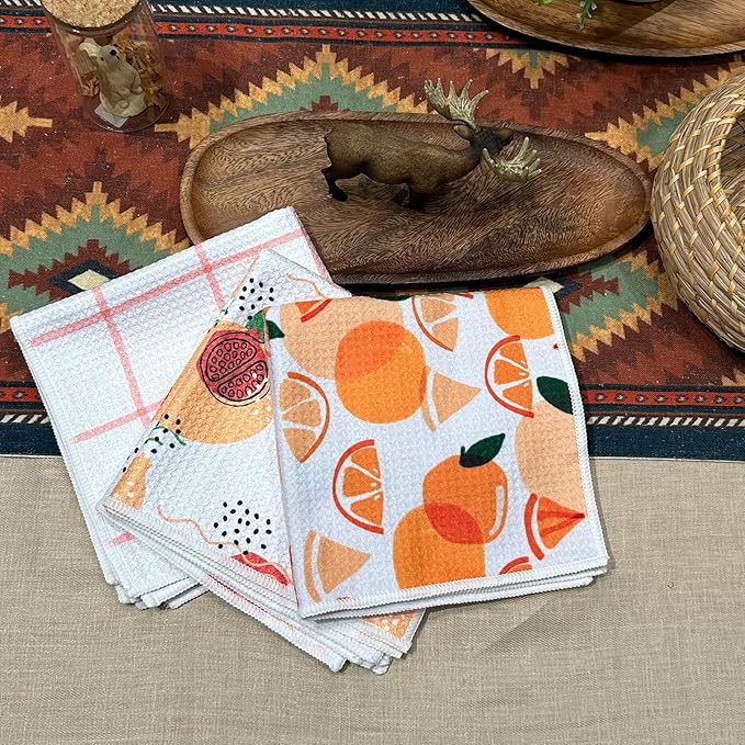 QUILTINA Dish Towels Set - 11.8 * 11.8 Inches 100% Cotton Waffle Weave Kitchen Towels 6 Pack, Dish Towels for Kitchen, Super Absorbent for Drying and Cleaning