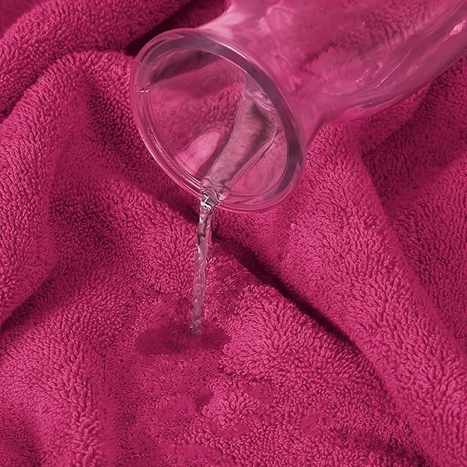 Mocassi Luxury 100% Turkish Cotton 6-Piece Towel Set - Ultra Soft, Quick Dry Highly Absorbent Premium Spa Hotel Quality Bath Towels, Includes 2 Bath Towels, 2 Hand Towels and 2 Washcloths, Hot Pink