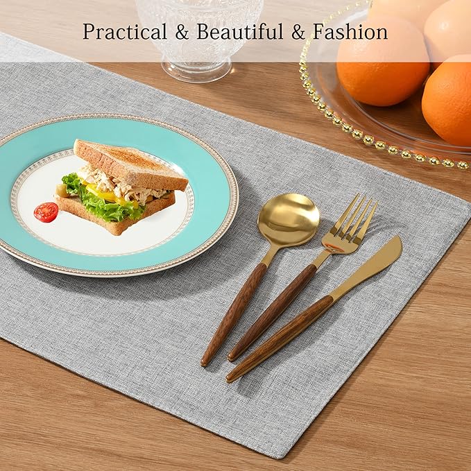 UnivoColors Set of 6 Faux Linen Placemats, Heat-Resistant & Easy-to-Clean,13"x19"for Dining Table, Kitchen, Holiday Meals (Light Grey)