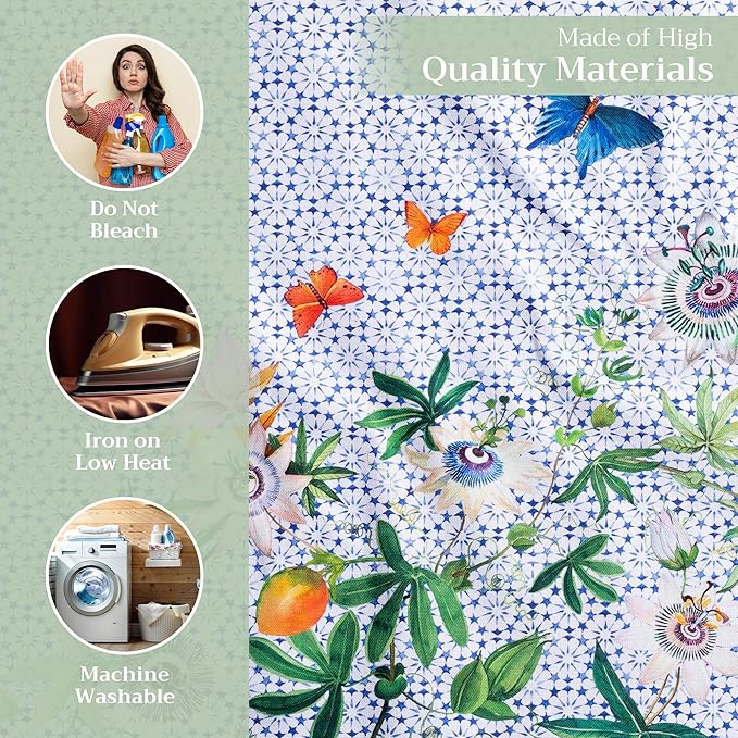 Maison d' Hermine Cloth Napkins Set of 4 100% Cotton Everyday Reusable Square Napkins Cloth Washable Dinner Party Wedding Restaurant Gifts for Mothers Day Spring/Summer (Passiflora, 20" x 20")