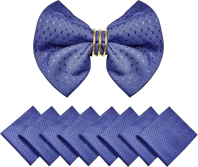Cloth Napkins Set of 8 – Square 17x17 Inch Jacquard Fabric Polyester Washable Reusable Cloth Napkins for Kitchen Dinner Dining Restaurants Wedding Party Banquet Table (Navy Blue)