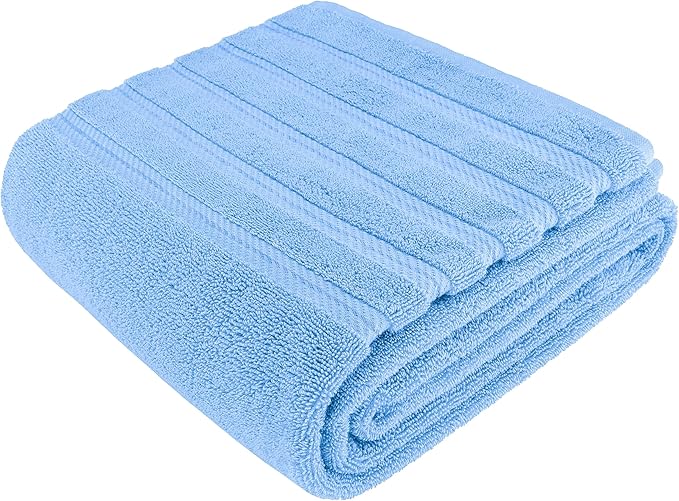 American Soft Linen 35x70 Jumbo Large Bath Towel, 600 GSM 100% Cotton Turkish Bath Sheet, Oversized Luxury Bath Towel for Bathroom Beach and Pool, Sky Blue