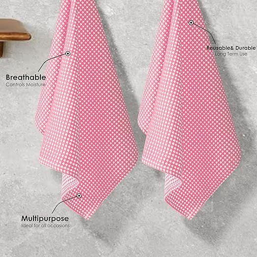12 Pack Dual Tone Waffle Weave Dish Cloth, 12"x12", 100% Cotton, Absorbent, Fast Dry, Soft for Cleaning, Durable Dishcloth Set, Machine Washable, Hand Dish Towels, Baby Pink