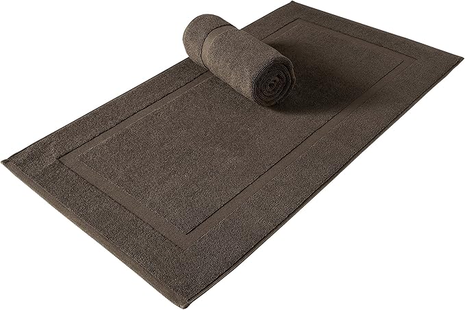 SALBAKOS 100% Turkish Cotton Bath Mat Set 2-Piece - 20x34 inch, Hotel & Spa Collection, Soft, Absorbent, Long Lasting, Durable Bathroom Rugs | Made in Turkey (Chocolate, 2 Bath Mats)