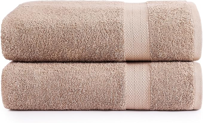 LANE LINEN 100% Natural Cotton Bath Sheets 2 Pack (35"x66") - Ring Spun Extra Large Bath Sheet - Quick Dry, Soft & Absorbent Oversized Shower Towels - Holds Well After Multiple Washes - Taupe
